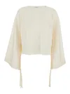 Max Mara White Solid Round Neck Sweater In Neutral