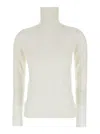 Max Mara White Solid Turtle Neck Sweater In White
