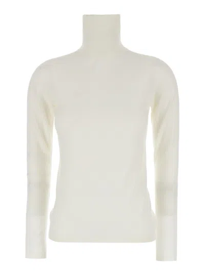 Max Mara White Solid Turtle Neck Sweater