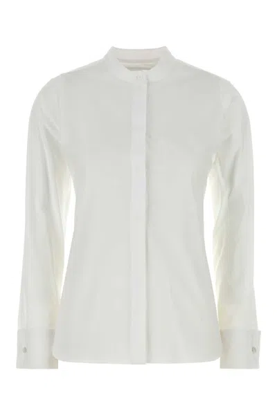 Max Mara White Stretch Poplin Shirt In Neutral