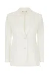 Max Mara White Stretch Cotton Blazer In Bianco