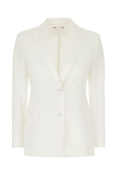 Max Mara White Stretch Cotton Blazer In Bianco