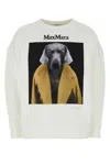 Max Mara White Stretch Cotton Blend Bacco Sweatshirt In White