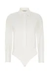 Max Mara White Stretch Cotton Bodysuit In Bianco Ottico