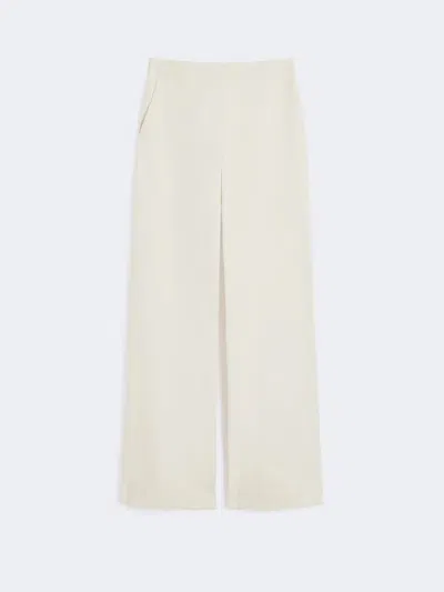 Max Mara White Stretch Cotton Dentice Wide-leg Pant In Neutral