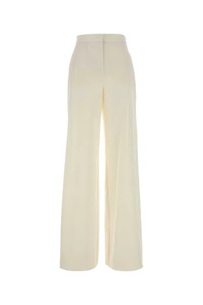 Max Mara White Stretch Cotton Dentice Wide-leg Pant In Neutral