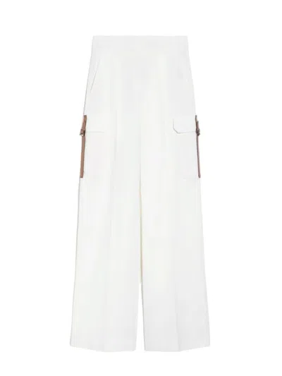 Max Mara White Stretch Cotton Edda Pant