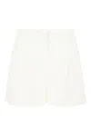 Max Mara White Stretch Cotton Shorts In Bianco