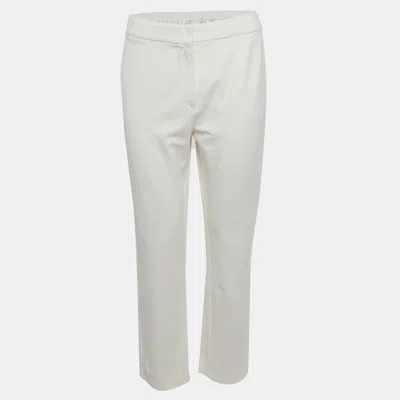 Pre-owned Max Mara White Stretch Knit Straight Fit Trousers M