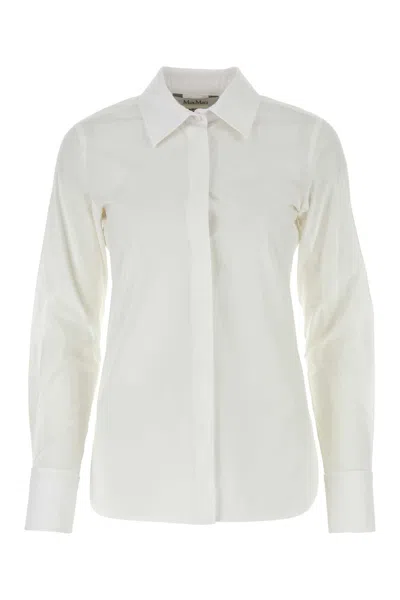 MAX MARA WHITE STRETCH POPLIN SHIRT