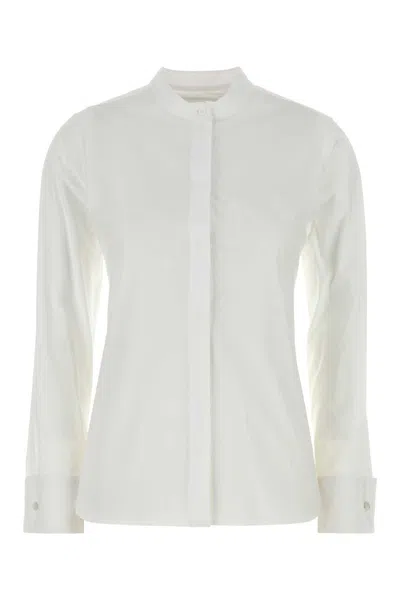 MAX MARA WHITE STRETCH POPLIN SHIRT
