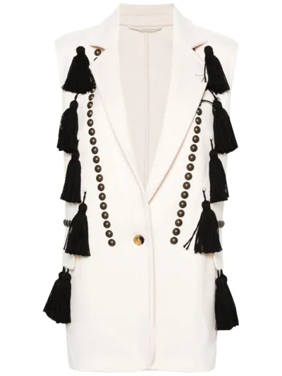 Max Mara White Studded Wool Vest