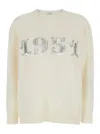 Max Mara White Sweater With 1951 Logo In Wool And Cashmere Woman