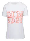Max Mara White T-shirt With Logo Print On The Chest In Cotton Woman In Multicolor