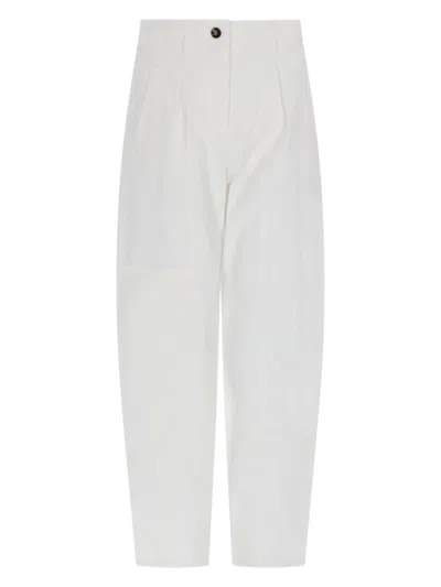 Max Mara White Tapered Flat Front Pants