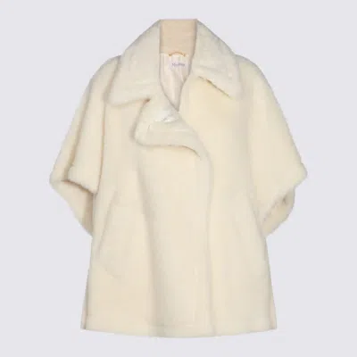 Max Mara White Tebe Capes In Neutral