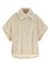 Max Mara Wool And Alpaca Short Sleeve Cape In Neutral