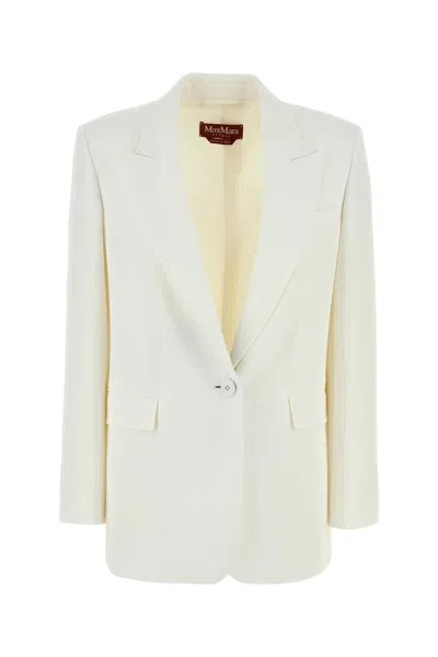 MAX MARA WHITE TRIACETATE BLEND FURETTO BLAZER