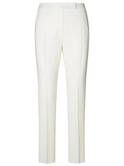 Max Mara Tailored White Trousers With Smooth Finish