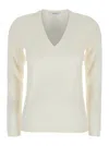 Max Mara V-neck Long-sleeve Top In White