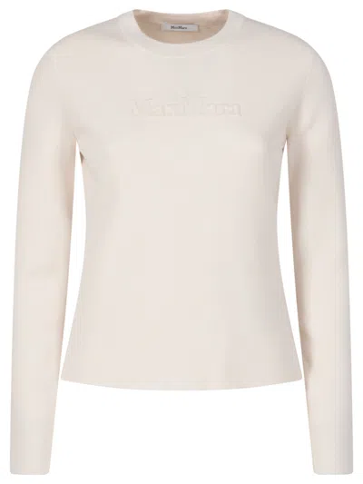 MAX MARA WHITE VISCOSE AND WOOL SWEATER