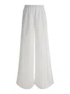 Max Mara White Wide Leg Navigli Trousers In Cotton Woman In Multicolor