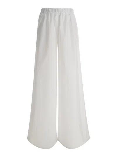 Max Mara White Wide Leg Navigli Trousers In Cotton Woman In Multicolor
