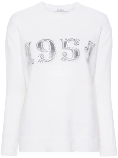 MAX MARA WHITE WOOL AND CASHMERE BLEND SWEATER