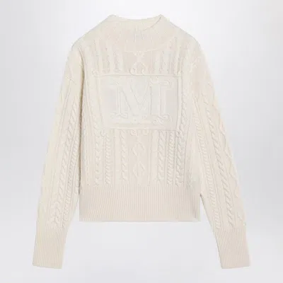 Max Mara Vicini Cable-knit Sleeve Oversized Cashmere Sweater In White