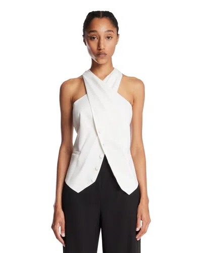 Max Mara White Wool And Satin Gilet