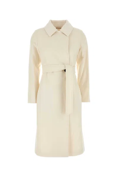 Max Mara White Wool Bcollag Coat