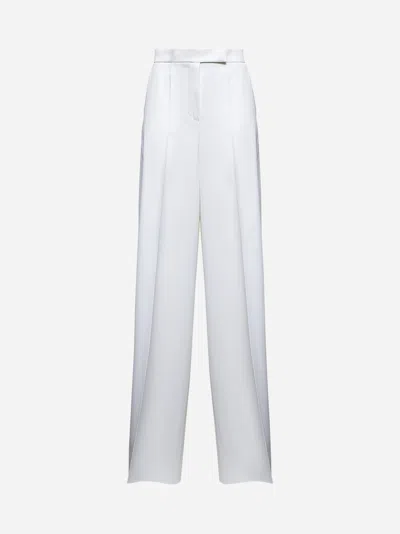 MAX MARA WHITE WOOL GABARDINE NINFA TROUSERS