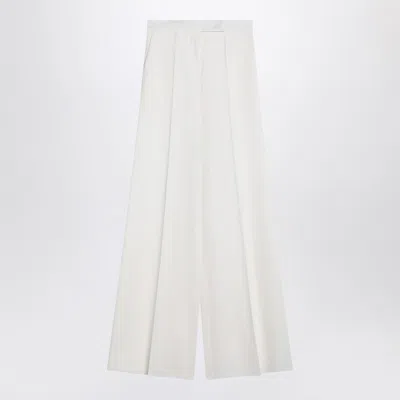 MAX MARA WHITE WOOL GABARDINE TROUSERS