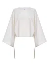 Max Mara Women White Wool Knit Frais Cropped Sweater