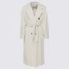 Max Mara Double-breasted Belted Coat Long Sleeves In White