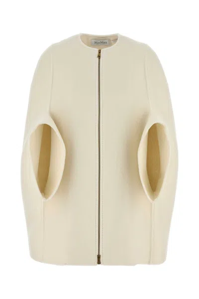 MAX MARA WHITE WOOL PLACIDO CAPE