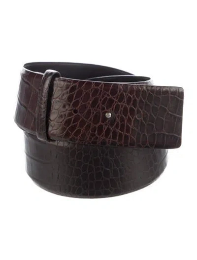 Pre-owned Max Mara Wide Alligator Belt In Brown