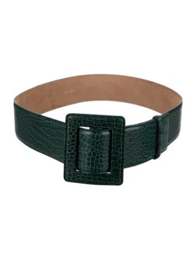 Pre-owned Max Mara Wide Alligator Waist Belt In Green