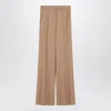 Max Mara High-waist Trousers In Virgin Wool In Brown