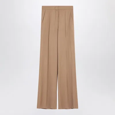 Max Mara Wide Beige Wool Trousers Women