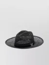 Max Mara Pleated Crown Leather Strap Hat In Black