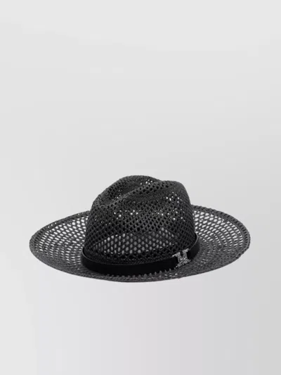 Max Mara Wide Brim Hat Decorative Band In Black