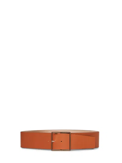Max Mara Wide Calf Leather Belt In Brown