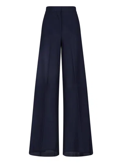 Max Mara Wide Cotton Pants In Blue