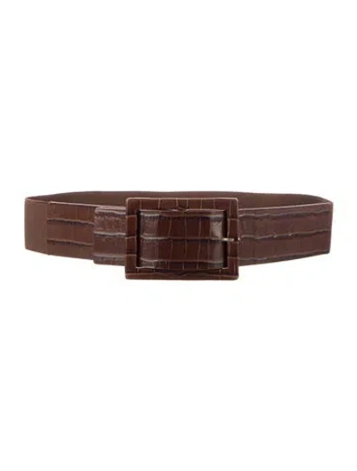 Pre-owned Max Mara Wide Embossed Leather Belt In Brown