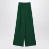 Max Mara Wide Emerald Green Cady Trousers Women In Green