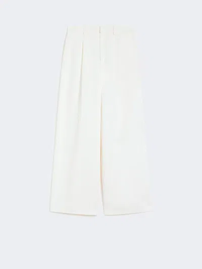 Max Mara Wide-fit Cotton And Linen Trousers In White