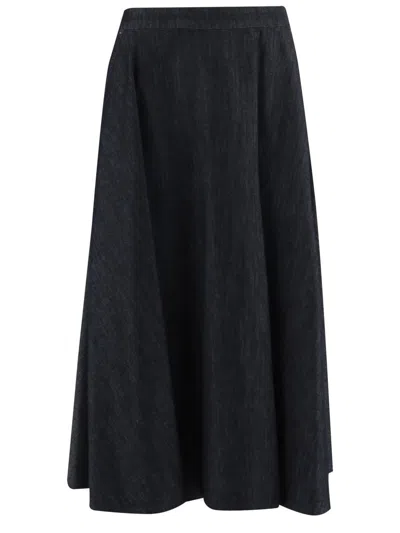 Max Mara Wide-fit Cotton Blend Skirt In Black