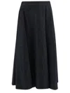 Max Mara Wide-fit Cotton Blend Skirt In Black