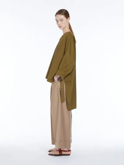 Max Mara Wide-fit Cotton Twill Trousers In Camel